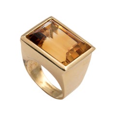 18 Karat Yellow Gold Citrine Chevalliere Ring