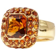 18 Karat Yellow Gold Citrine Cocktail Ring