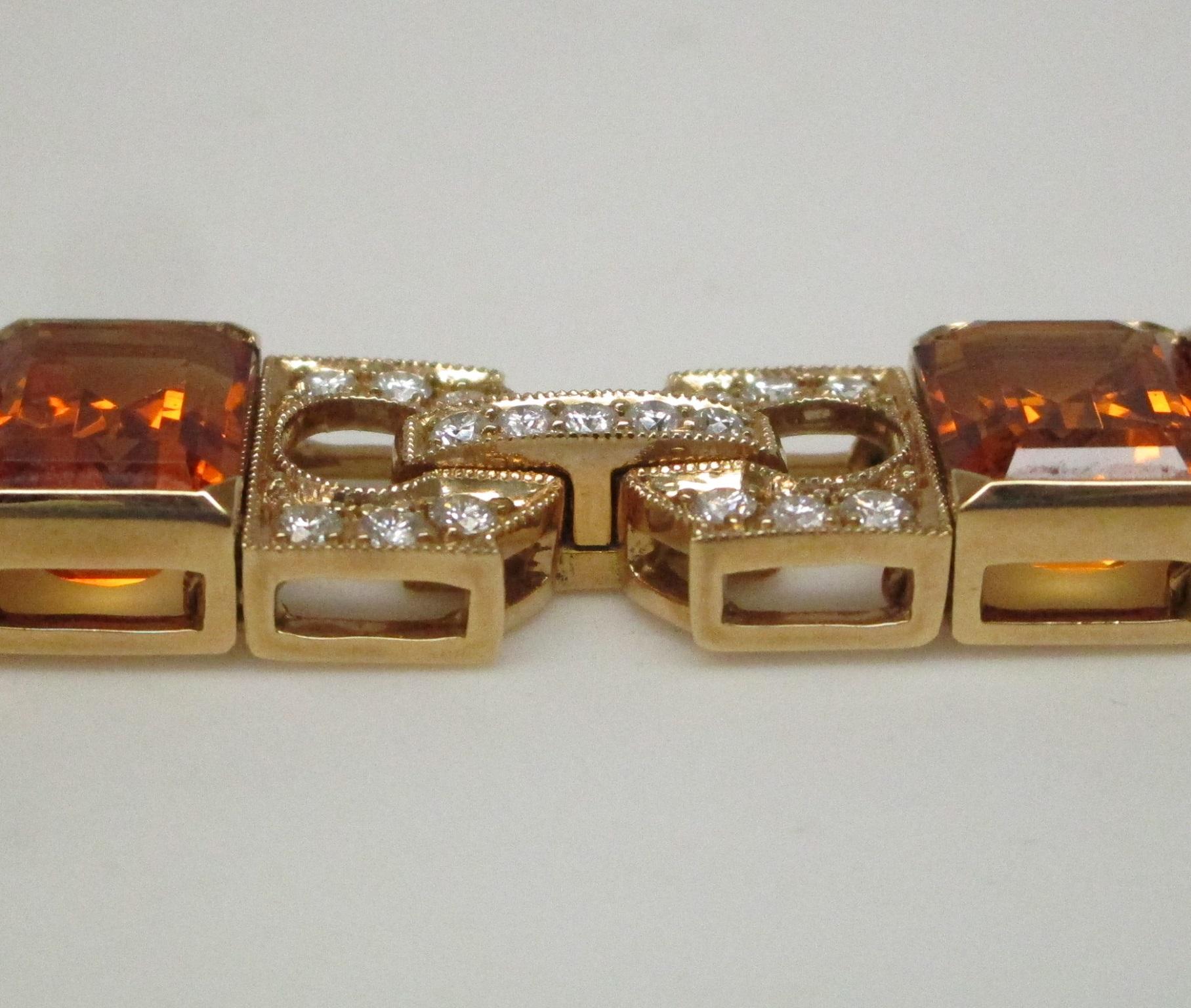Women's or Men's 18 Karat Yellow Gold Citrine Diamond Bracelet