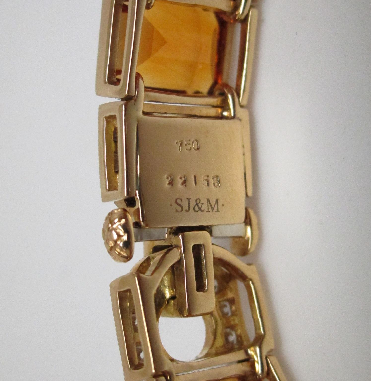 18 Karat Yellow Gold Citrine Diamond Bracelet 1