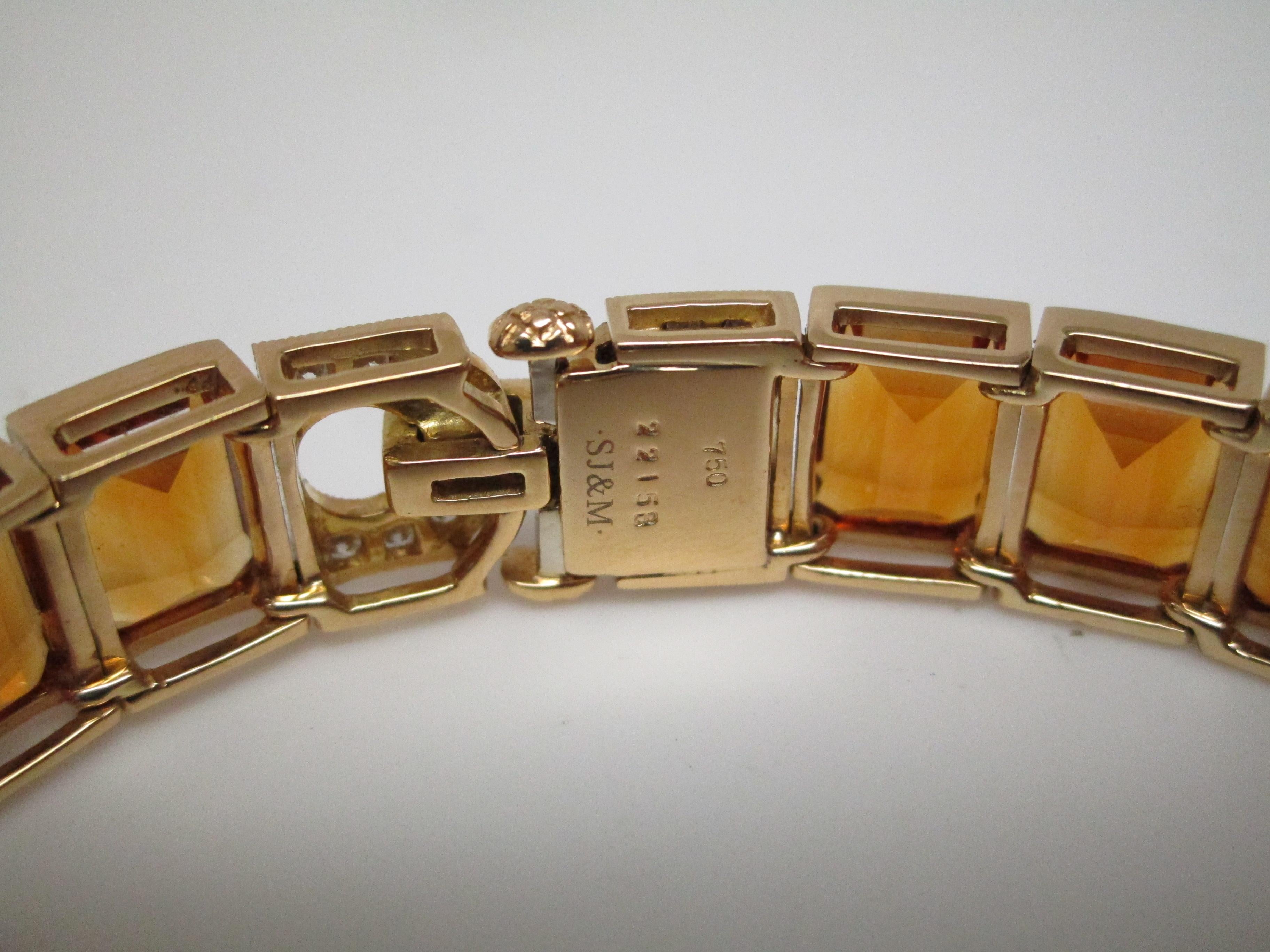 18 Karat Yellow Gold Citrine Diamond Bracelet 2