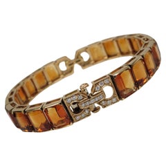 18 Karat Yellow Gold Citrine Diamond Bracelet