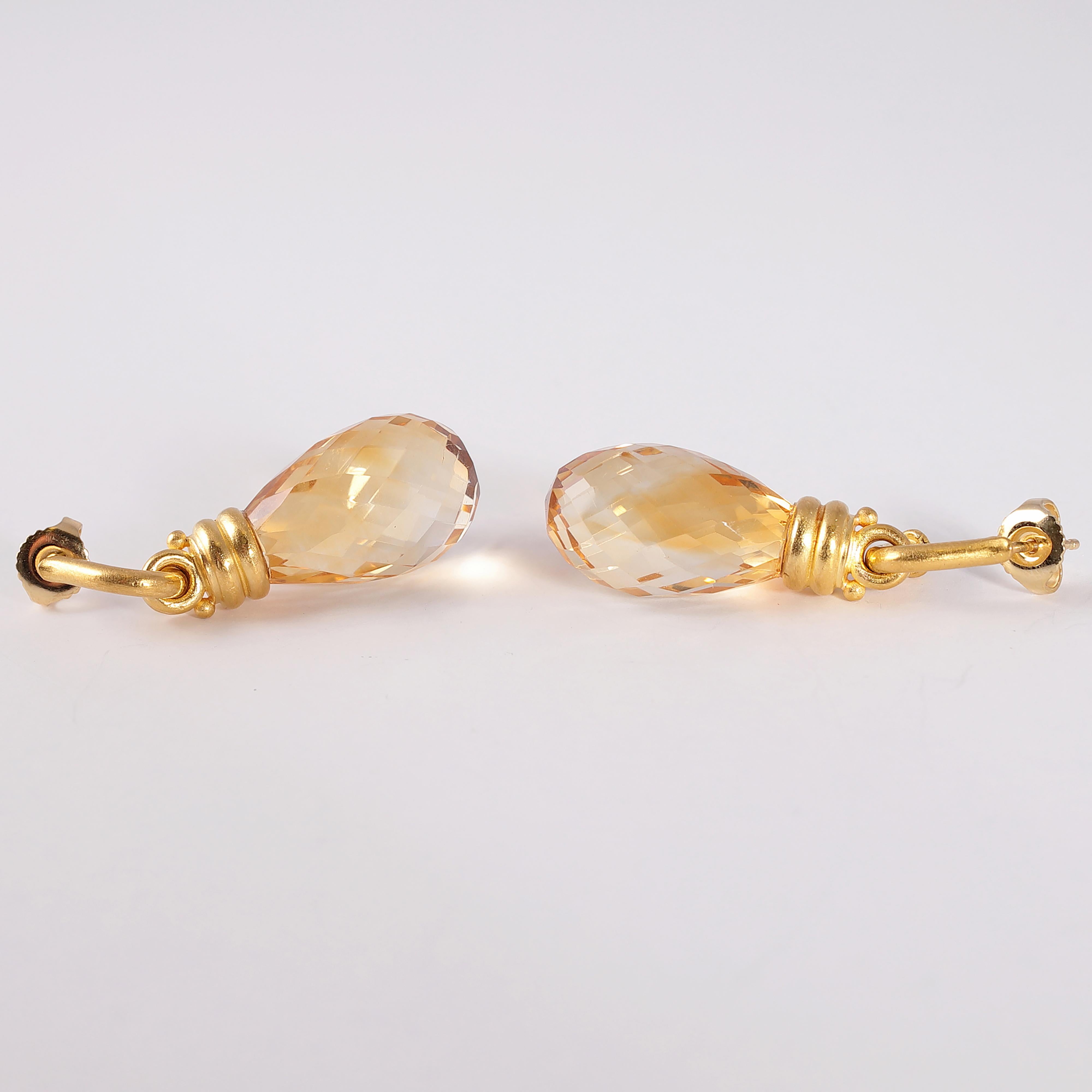 18 Karat Yellow Gold Citrine Earrings 2