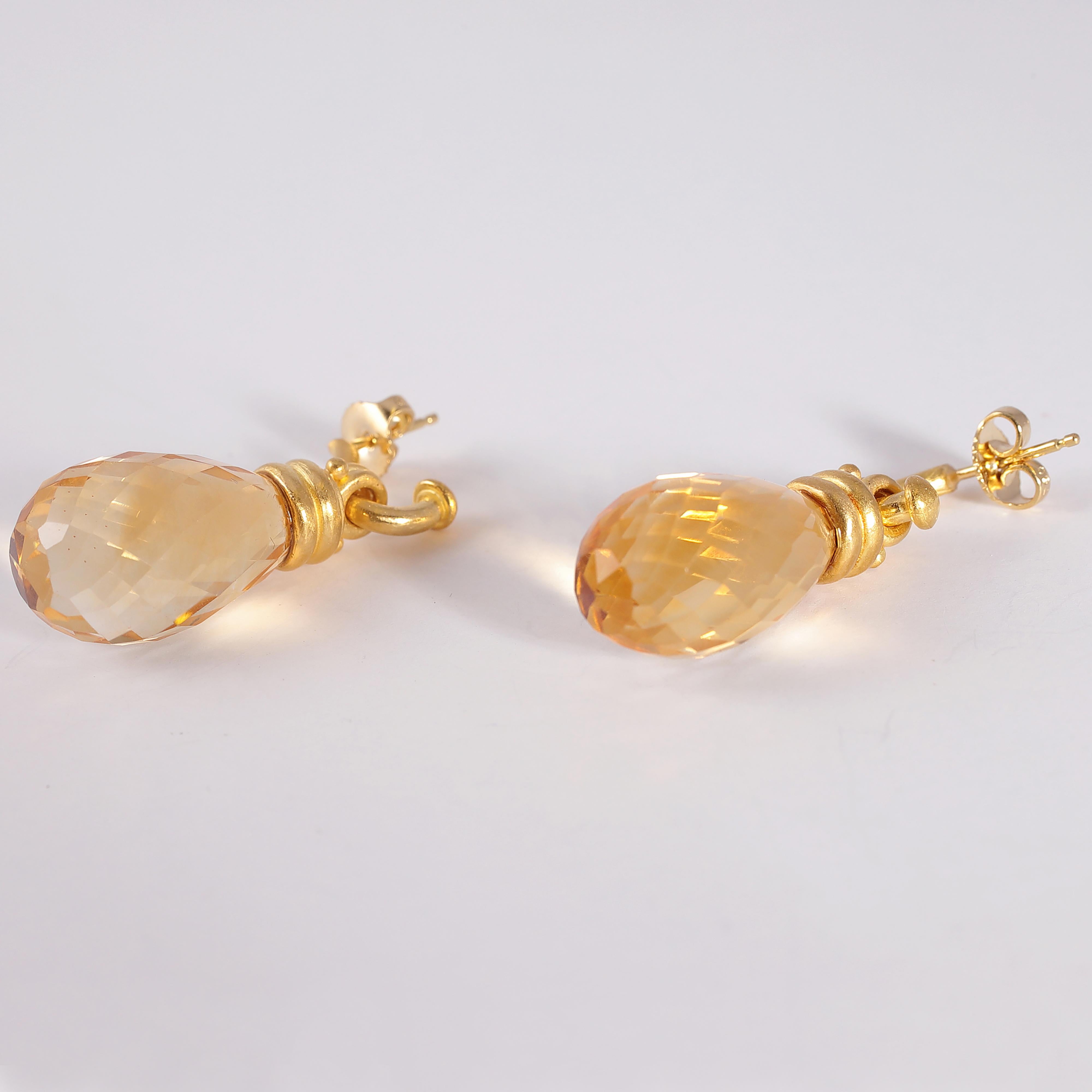 18 Karat Yellow Gold Citrine Earrings 4