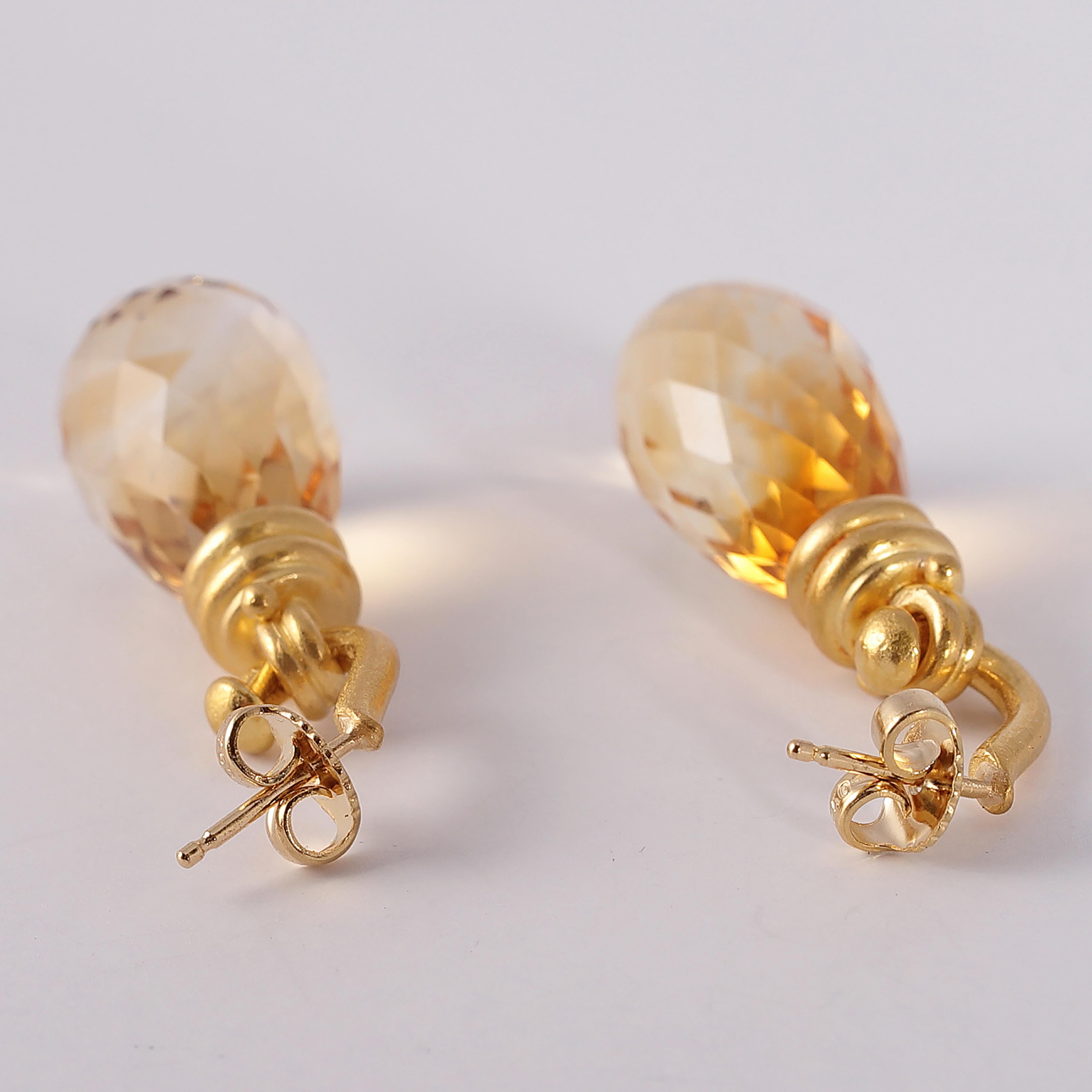 18 Karat Yellow Gold Citrine Earrings 5