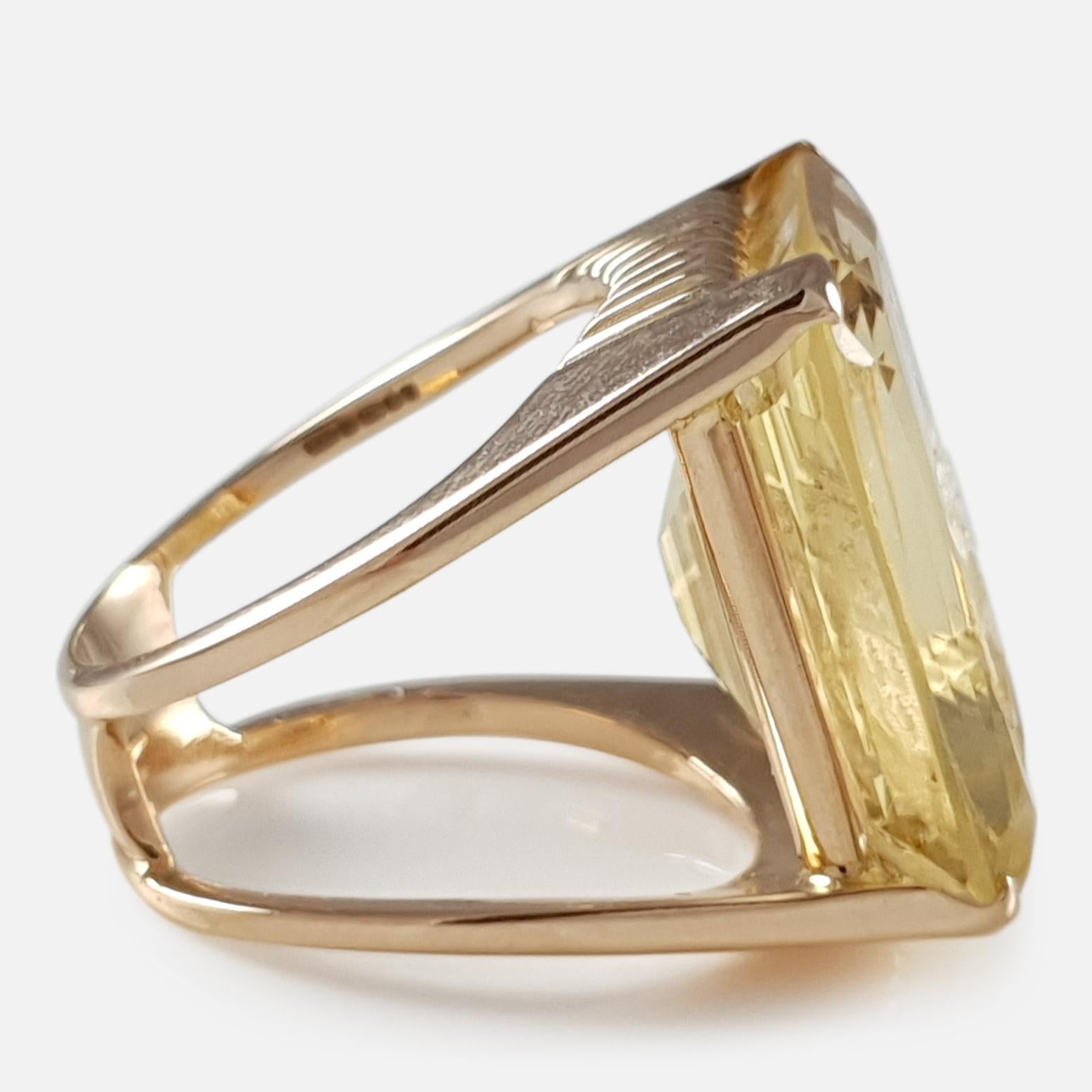 Women's 18 Karat Yellow Gold Citrine Intaglio Cocktail Seal Ring