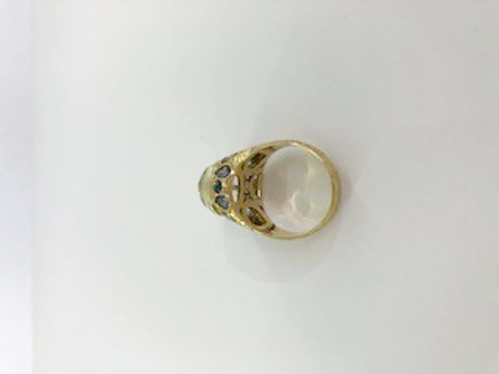 18 Karat Yellow Gold Citrine Topaz and Sapphire Ring For Sale 1