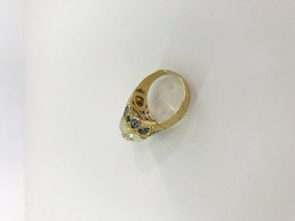 18 Karat Yellow Gold Citrine Topaz and Sapphire Ring For Sale 2