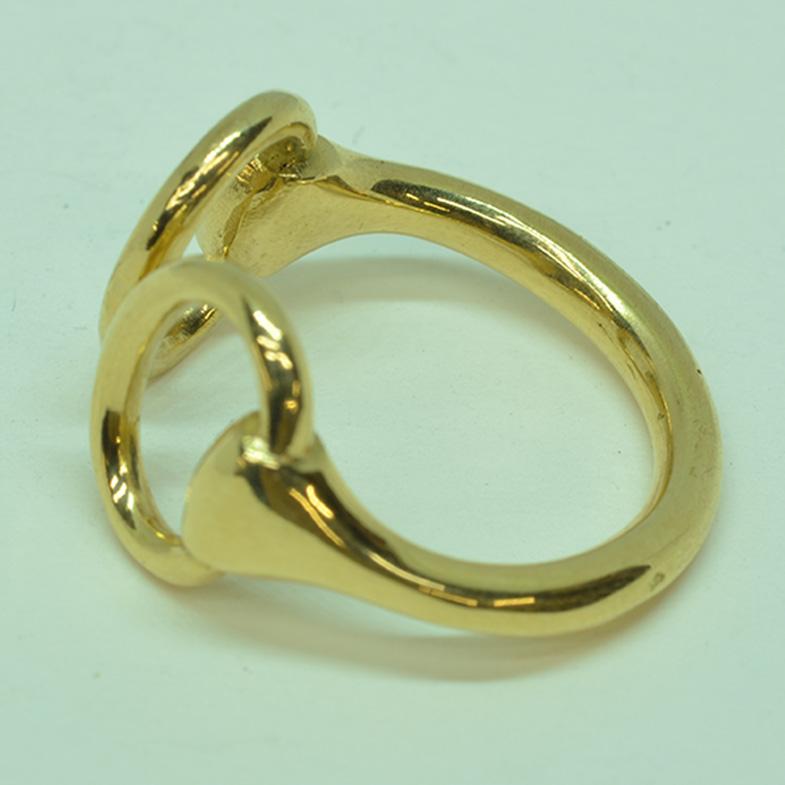 Artisan 18 Karat Yellow Gold Classic Equestrian Horsebit Ring For Sale