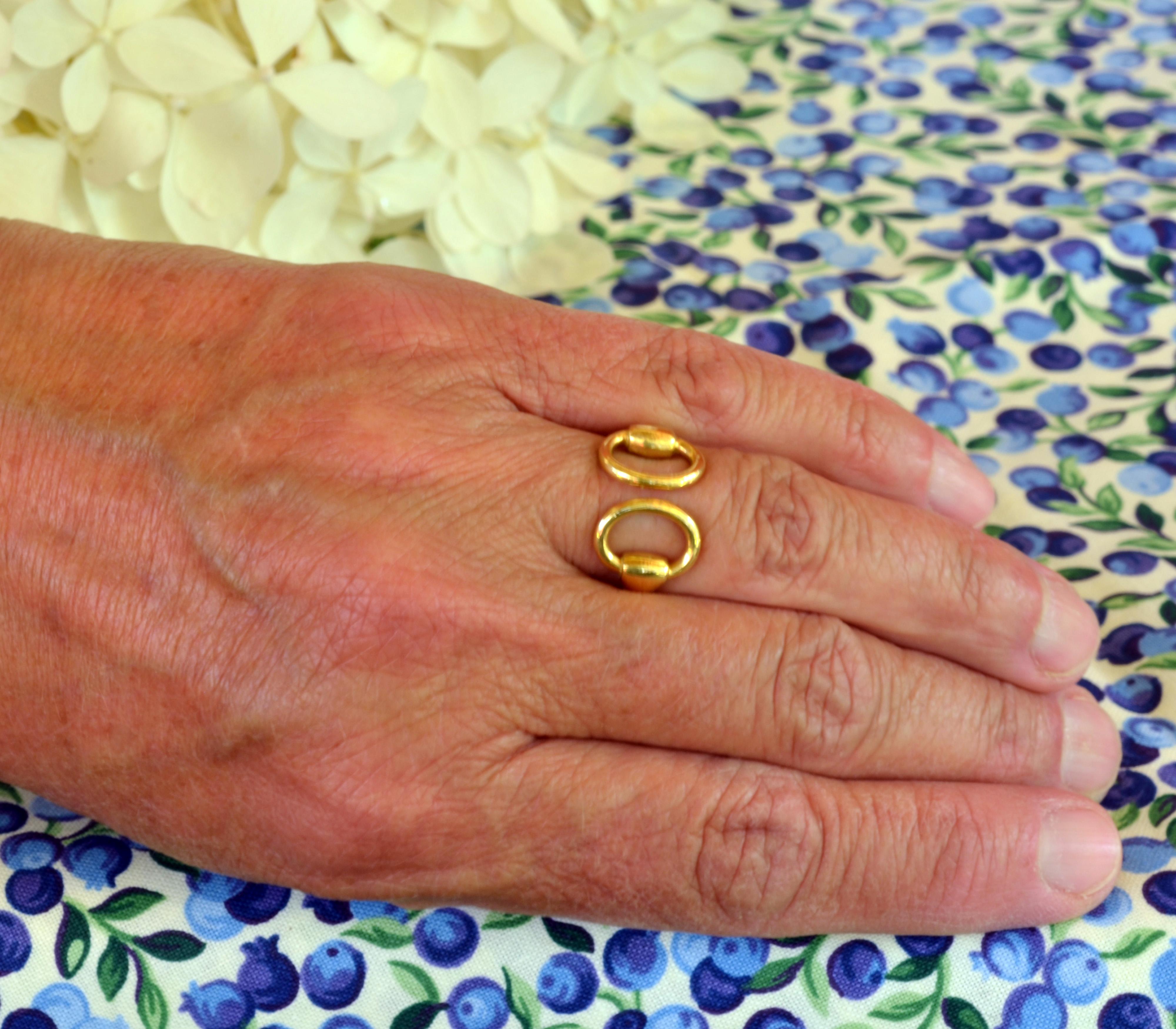 Women's 18 Karat Yellow Gold Classic Equestrian Horsebit Ring For Sale