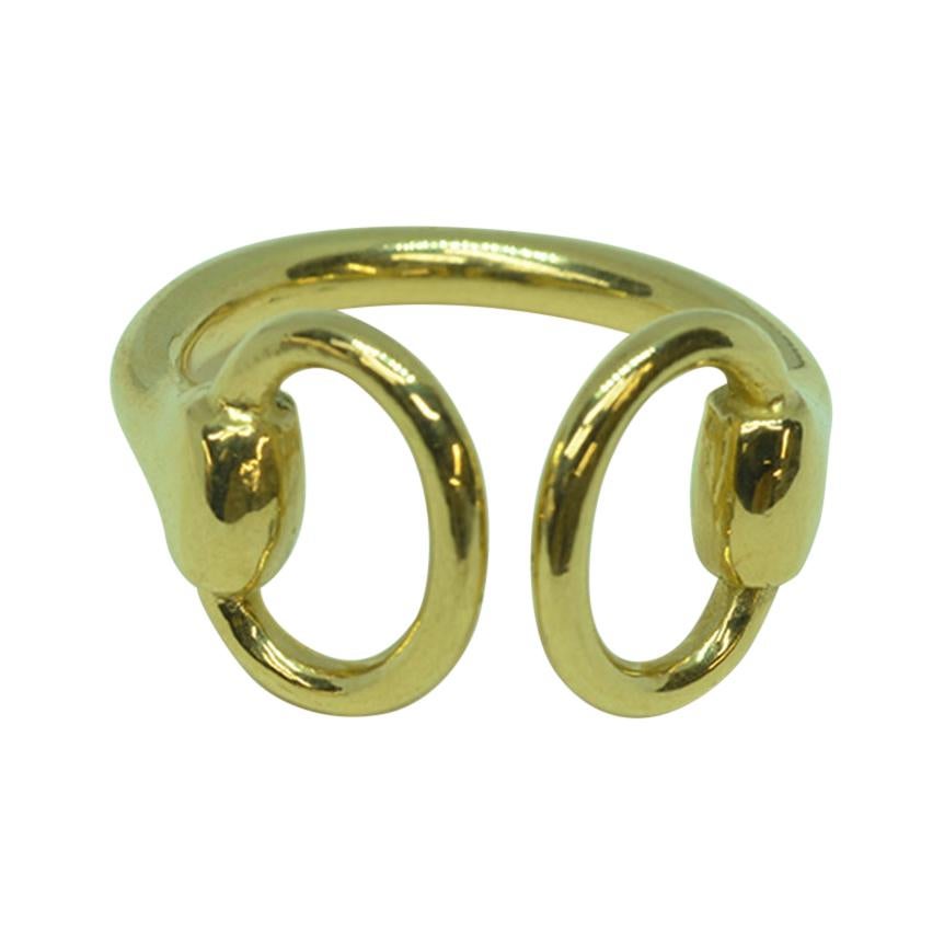 18 Karat Yellow Gold Classic Equestrian Horsebit Ring For Sale