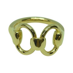 18 Karat Yellow Gold Classic Equestrian Linked Horsebit Ring