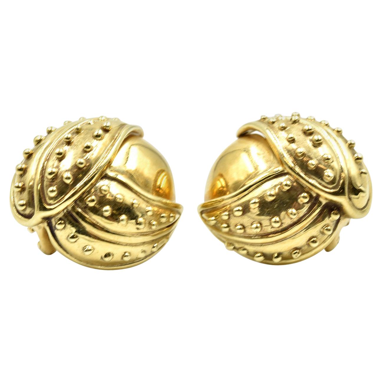 18 Karat Yellow Gold Clip-On Earrings