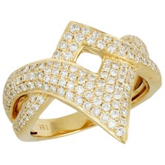 Anello Cocktail in oro giallo 18 carati con diamanti da 0,88 carati