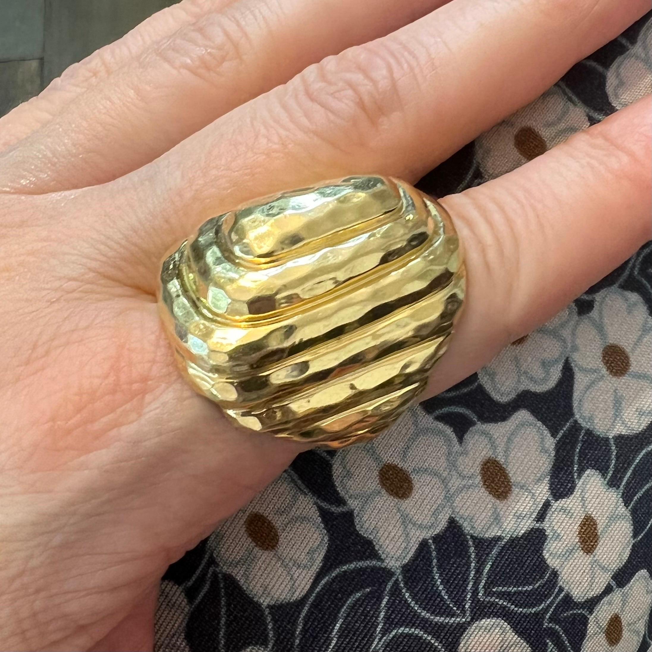 Women's or Men's 18 Karat Yellow Gold Cocktail Ring by Dunay