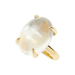 18 Karat Gelbgold Cocktail-Ring mit 21,84 Karat Cabochon Regenbogen-Mondstein