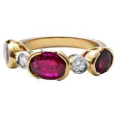 18 Karat Yellow Gold Cocktail Ring with Ruby and Diamonds