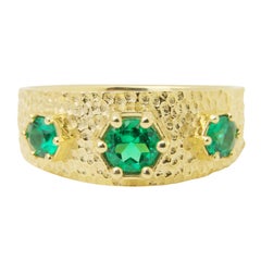 22 Karat Yellow Gold Colombian Emerald Band Ring