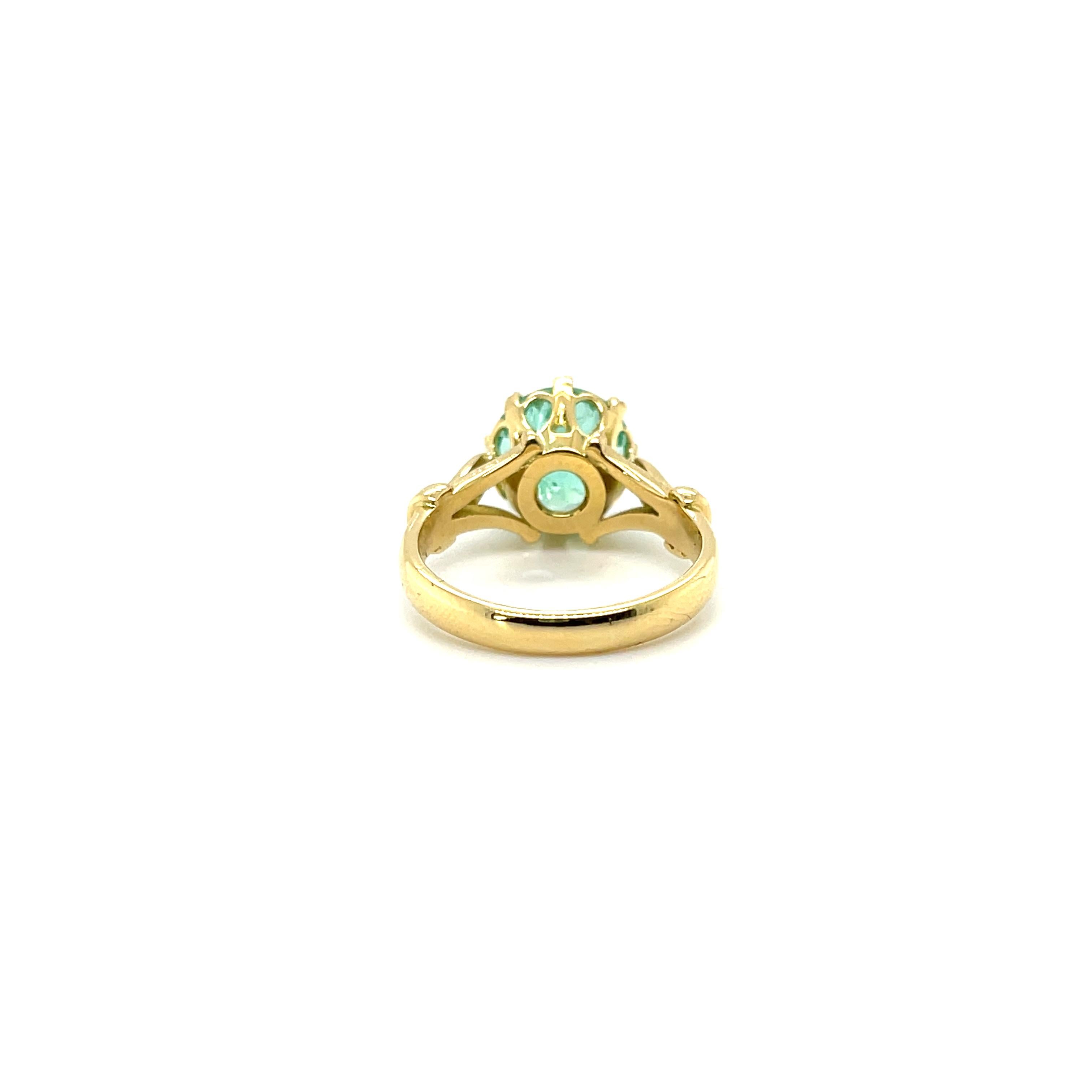 Round Cut 18 Karat Yellow Gold Colombian Solitaire Ring For Sale