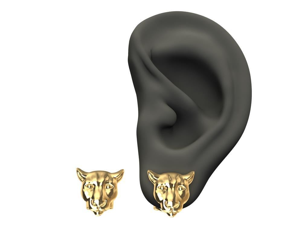 Contemporain Clous d'oreilles Colorado Cougar en or jaune 18 carats en vente