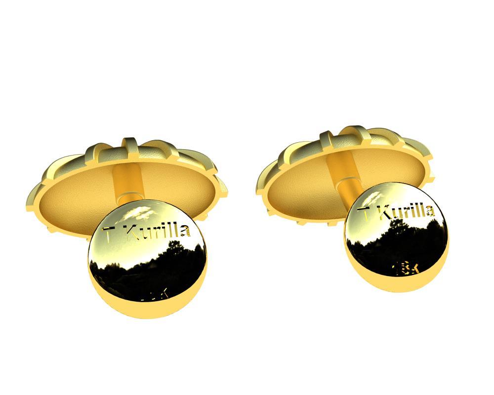 18 Karat Yellow Gold Compass Cufflinks For Sale 1