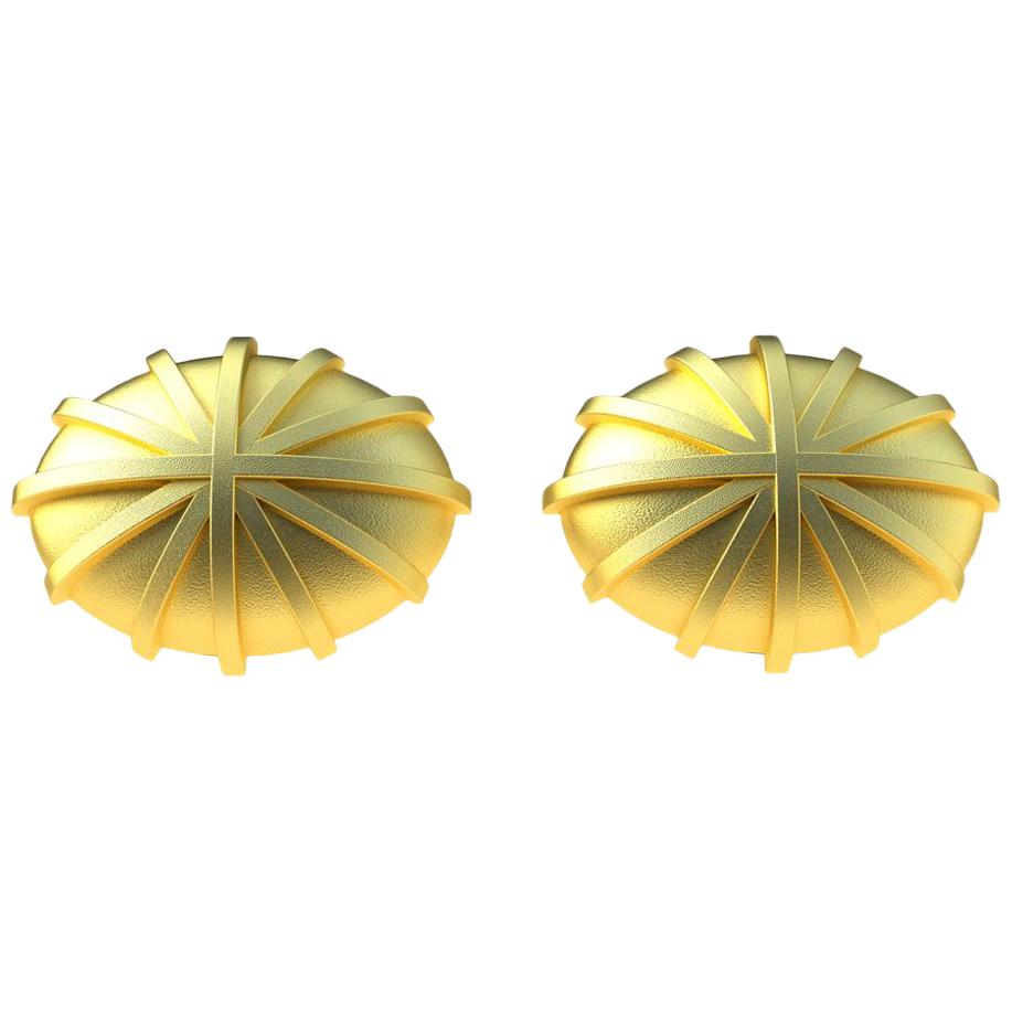 18 Karat Yellow Gold Compass Cufflinks For Sale