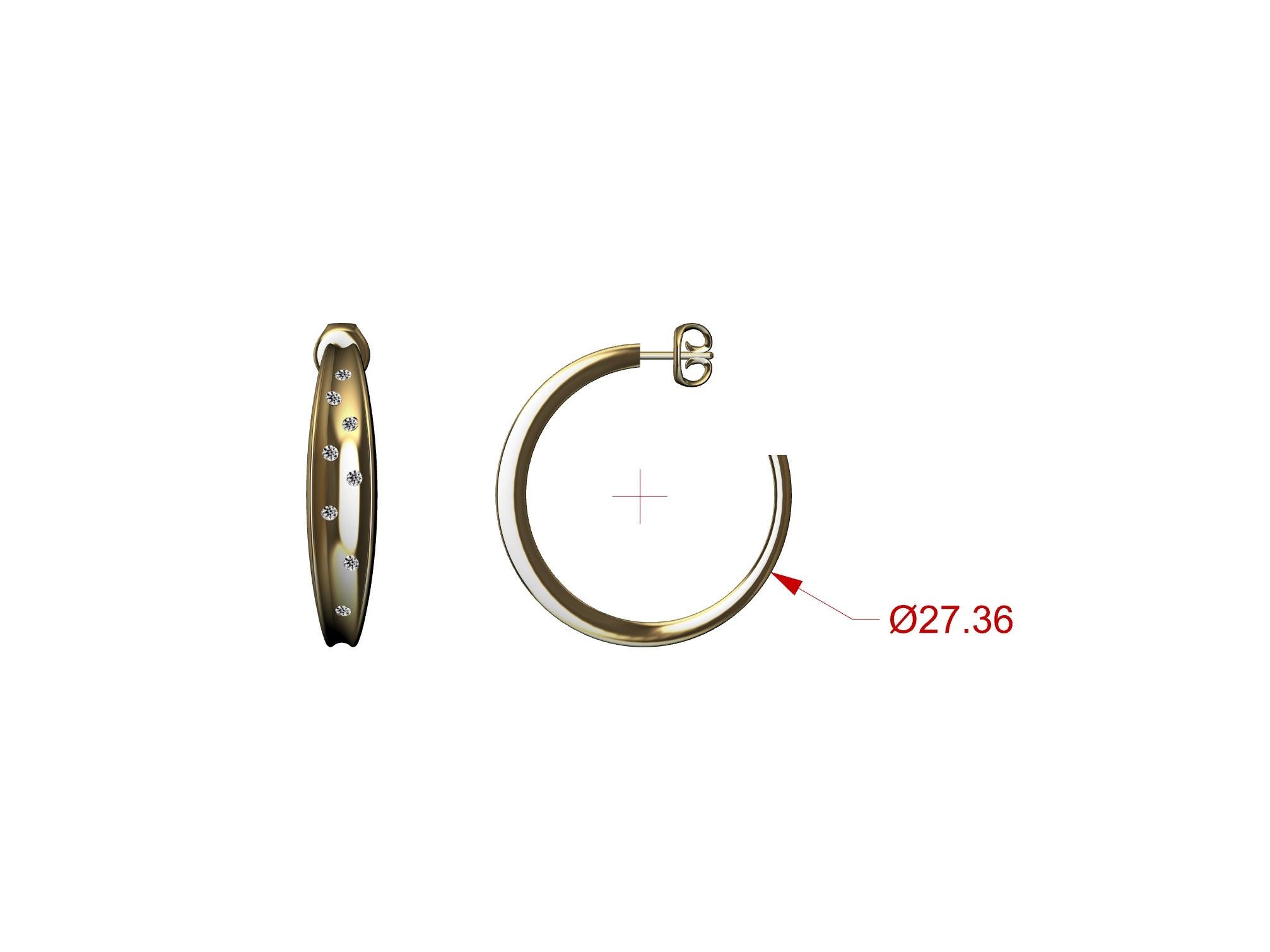 18 Karat Yellow Gold Concave Diamond Hoops In New Condition For Sale In New York, NY
