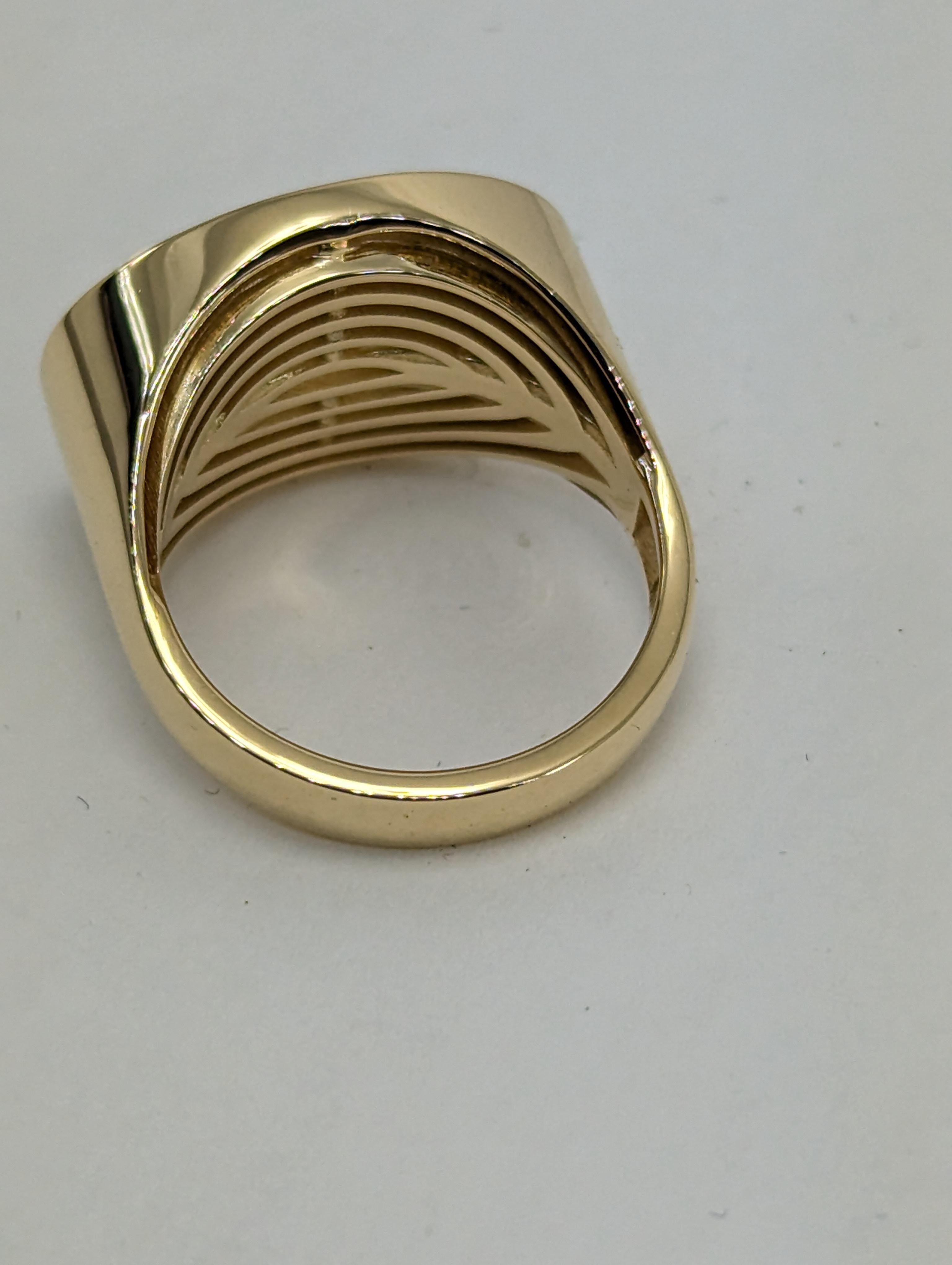 For Sale:  18 Karat Yellow Gold Concave Diamonds Oval Women's Ring 15
