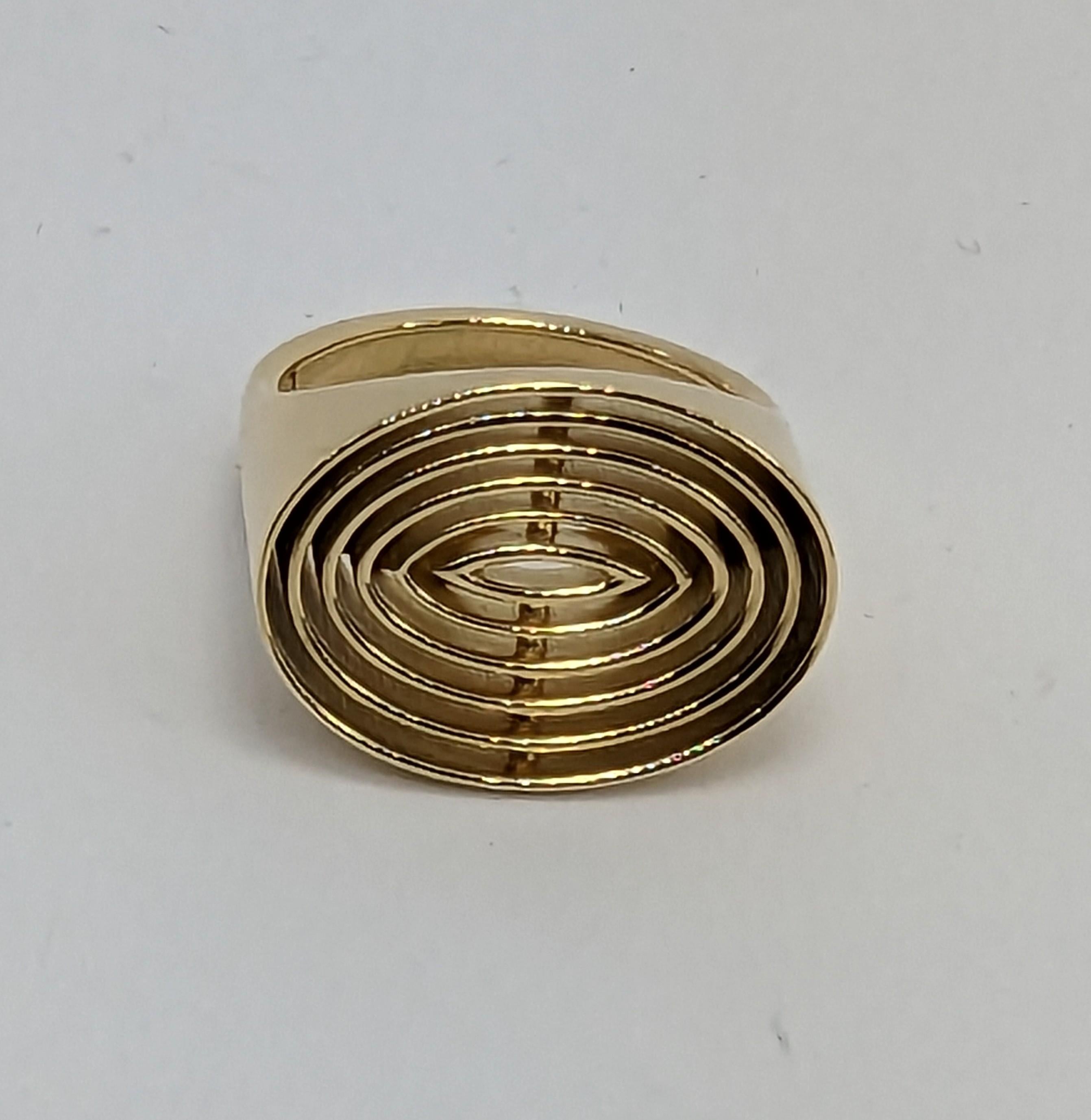For Sale:  18 Karat Yellow Gold Concave Ovals Ring 5