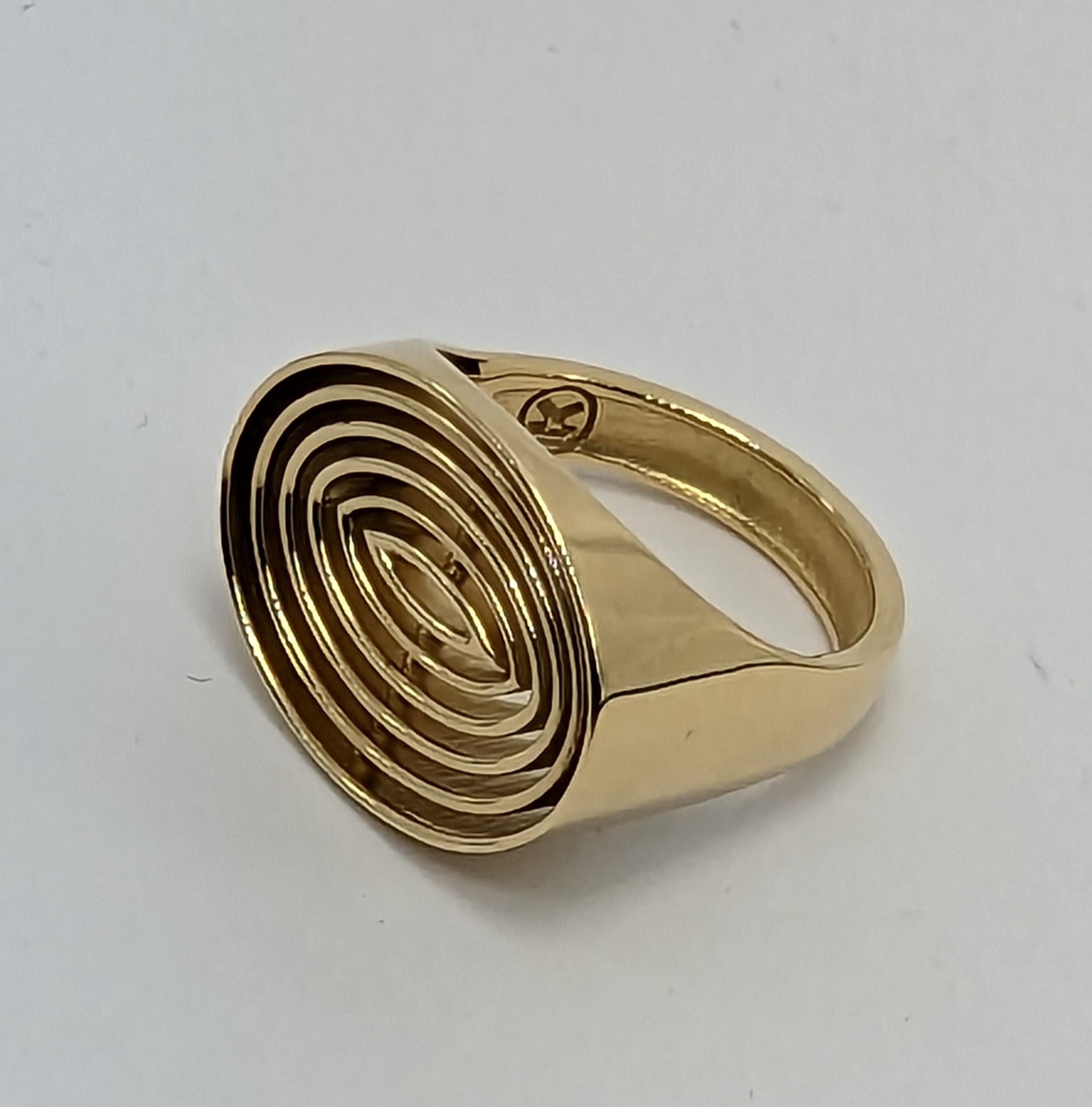 For Sale:  18 Karat Yellow Gold Concave Ovals Ring 6