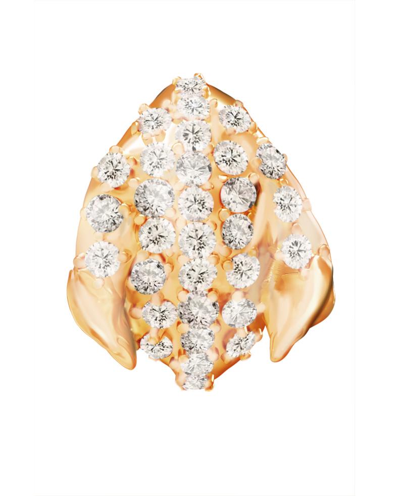Broche Floral Contemporáneo de Oro Amarillo con Pétalos de Peonía y Treinta Diamantes en Nuevo estado para la venta en Berlin, DE