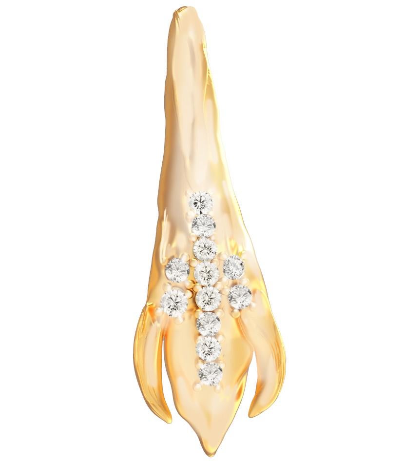 Boucles d'oreilles pétales de pivoine contemporaines en or jaune 18 carats avec 24 diamants en vente 4