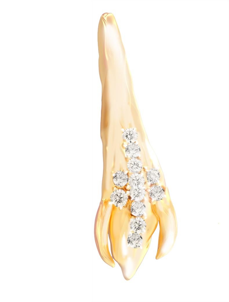 Boucles d'oreilles pétales de pivoine contemporaines en or jaune 18 carats avec 24 diamants en vente 5