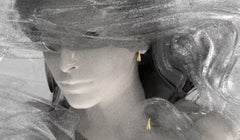 18 Karat Yellow Gold Contemporary Peony Petal Stud Earrings with 24 Diamonds