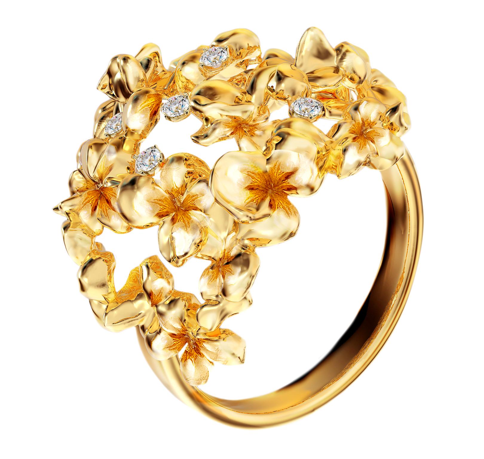 Bague en or jaune 18 carats de style italien avec saphir et sept diamants en vente 2