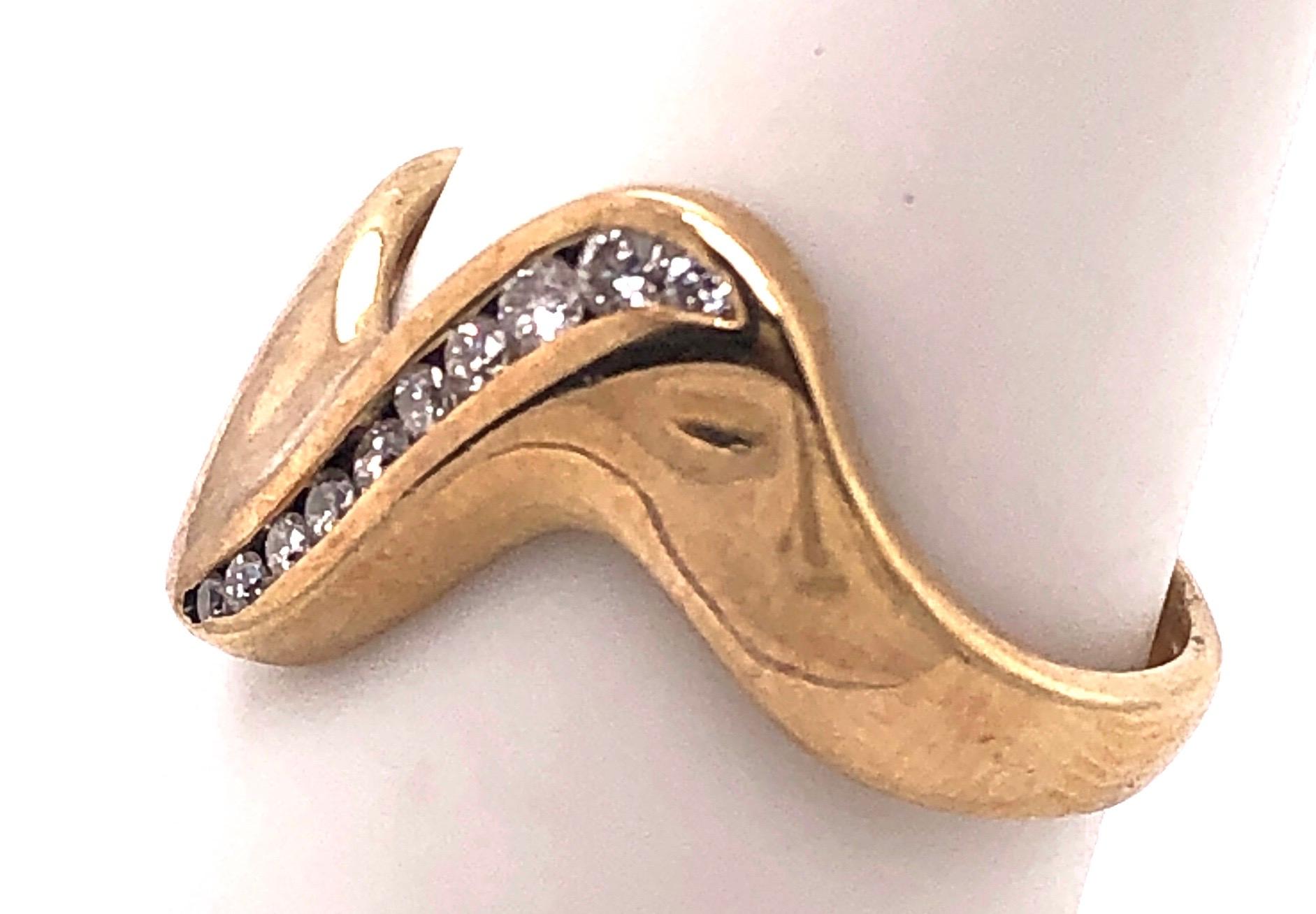 Modern 18 Karat Yellow Gold Contemporary Ring with Diamonds For Sale