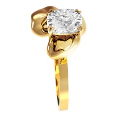 Eighteen Karat Yellow Gold Ring with One Carat Ice Crushed Cushion Diamond