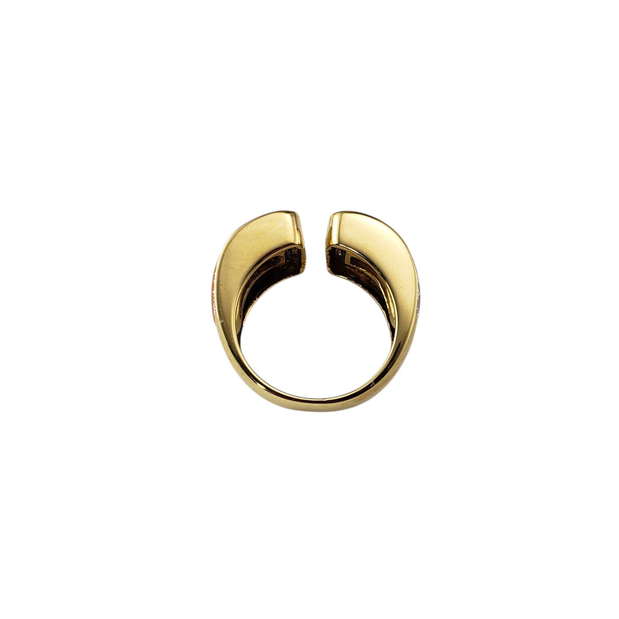 Taglio misto 18 Karat Yellow Gold Coral and Diamond Ring Size 6.25-6.5 #21856 in vendita