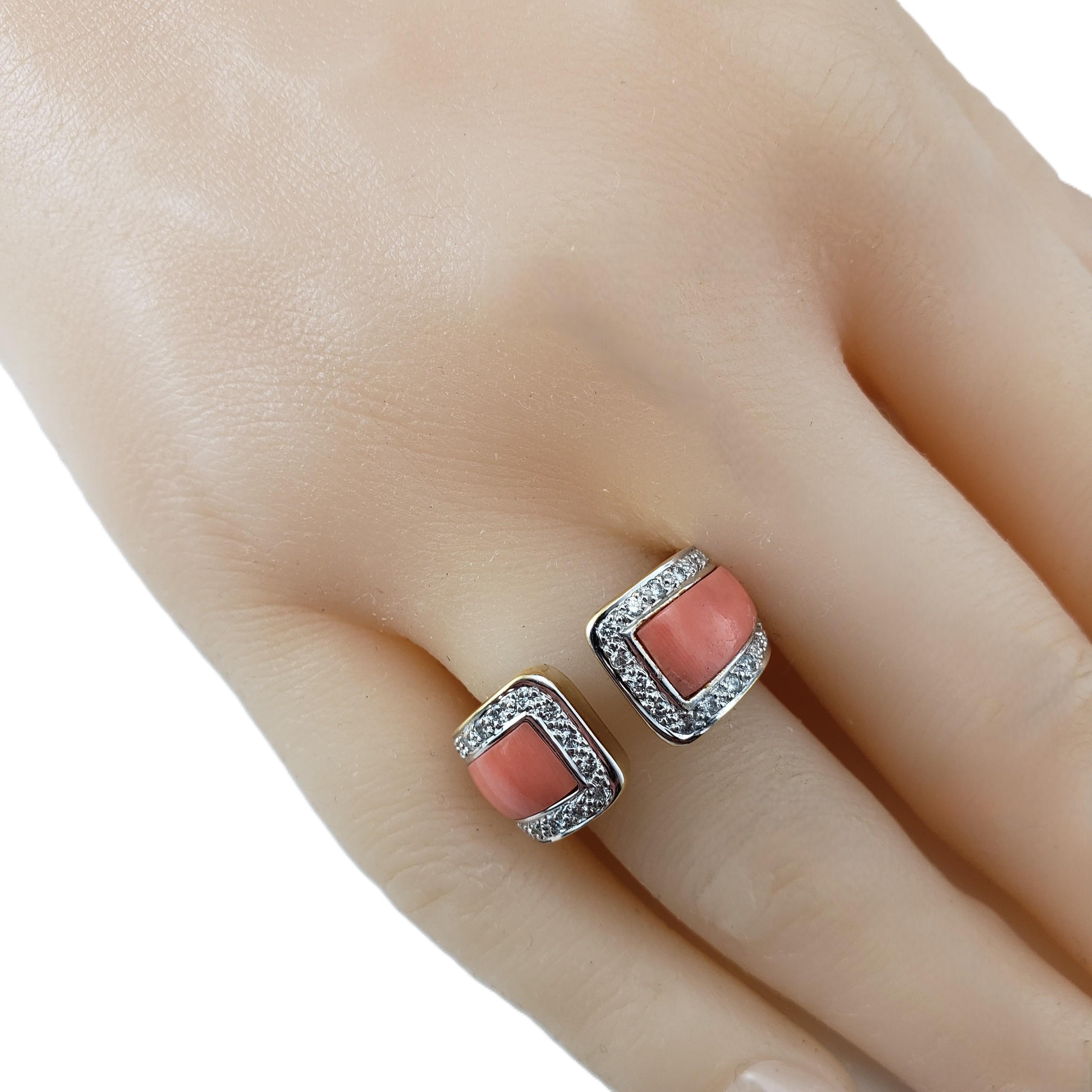 18 Karat Yellow Gold Coral and Diamond Ring Size 6.25-6.5 #21856 in vendita 1