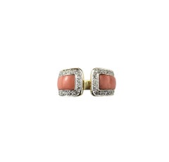 18 Karat Yellow Gold Coral and Diamond Ring Size 6.25-6.5 #21856