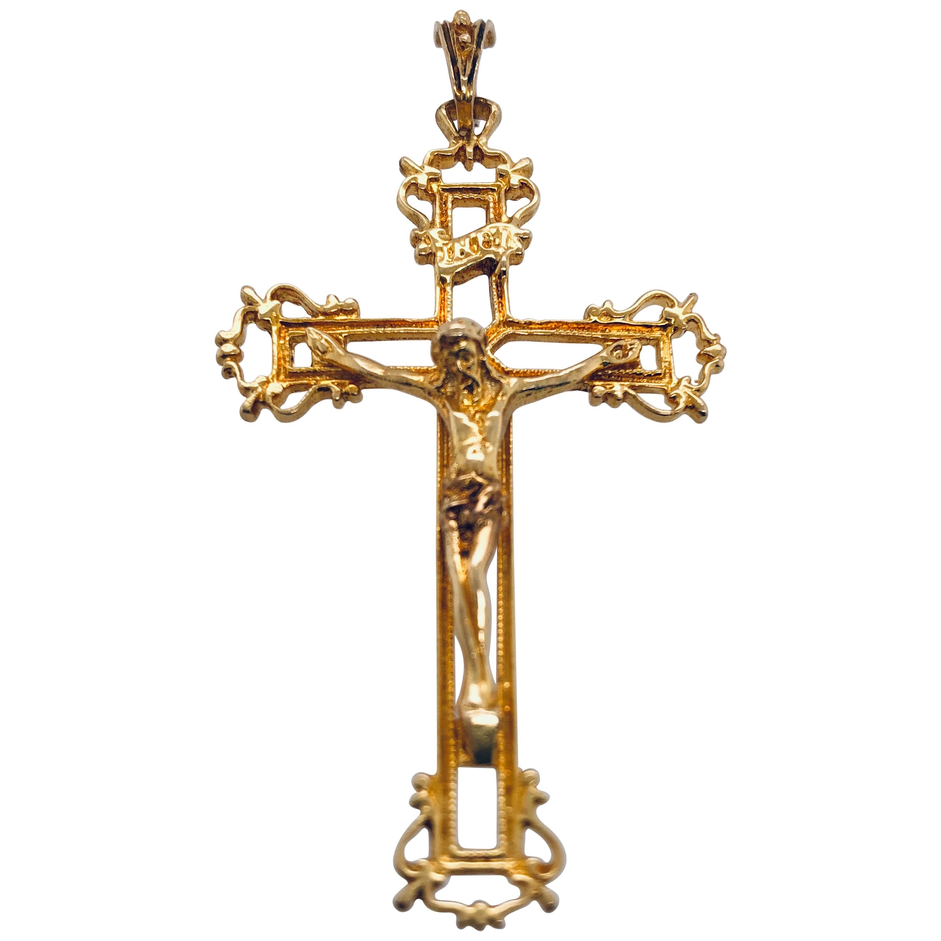 Pendentif religieux croix en or jaune 18 carats
