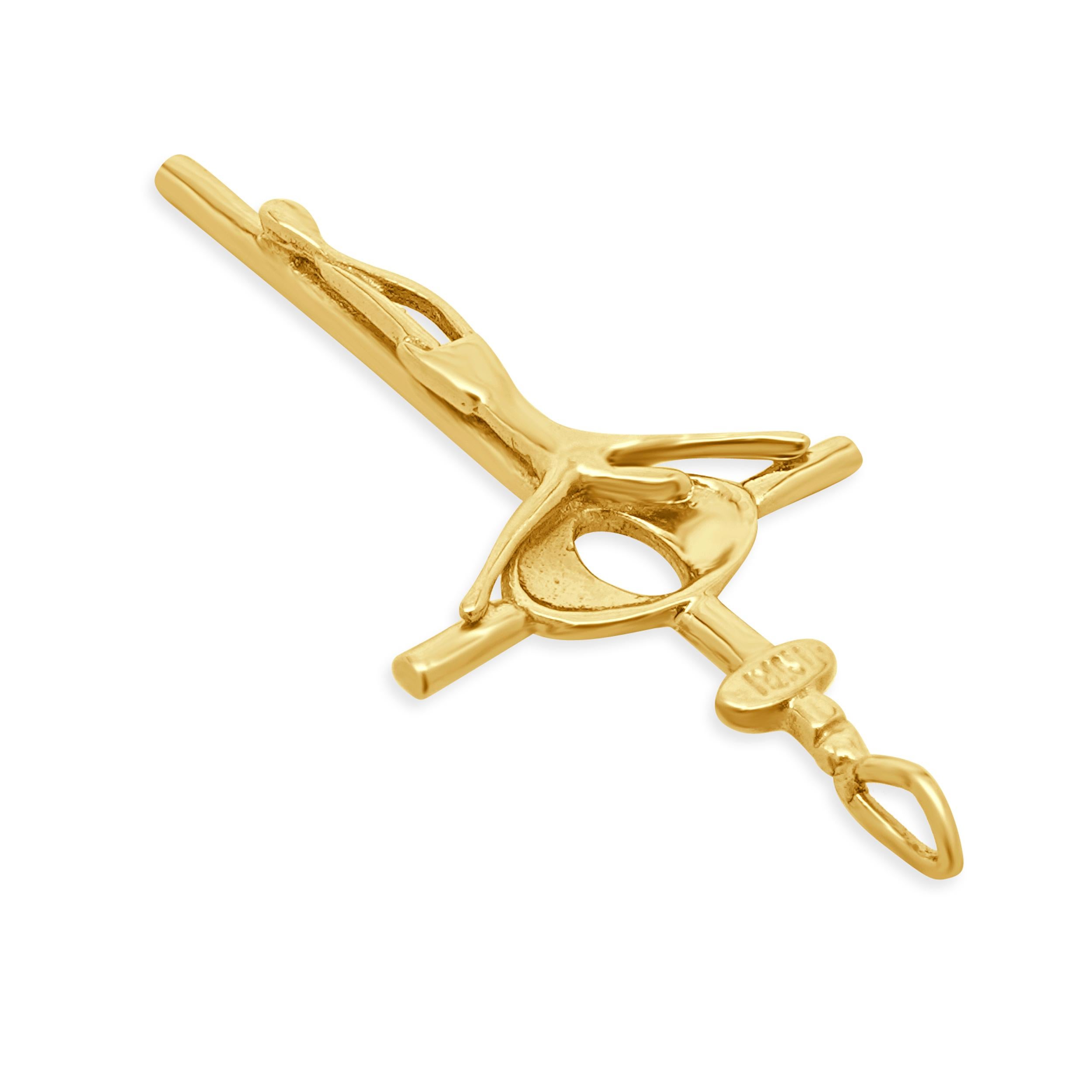 Pendentif Crucifix en or jaune 18 carats Unisexe en vente