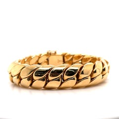 18 Karat Yellow Gold Cuban Link Bracelet 80.4 Grams