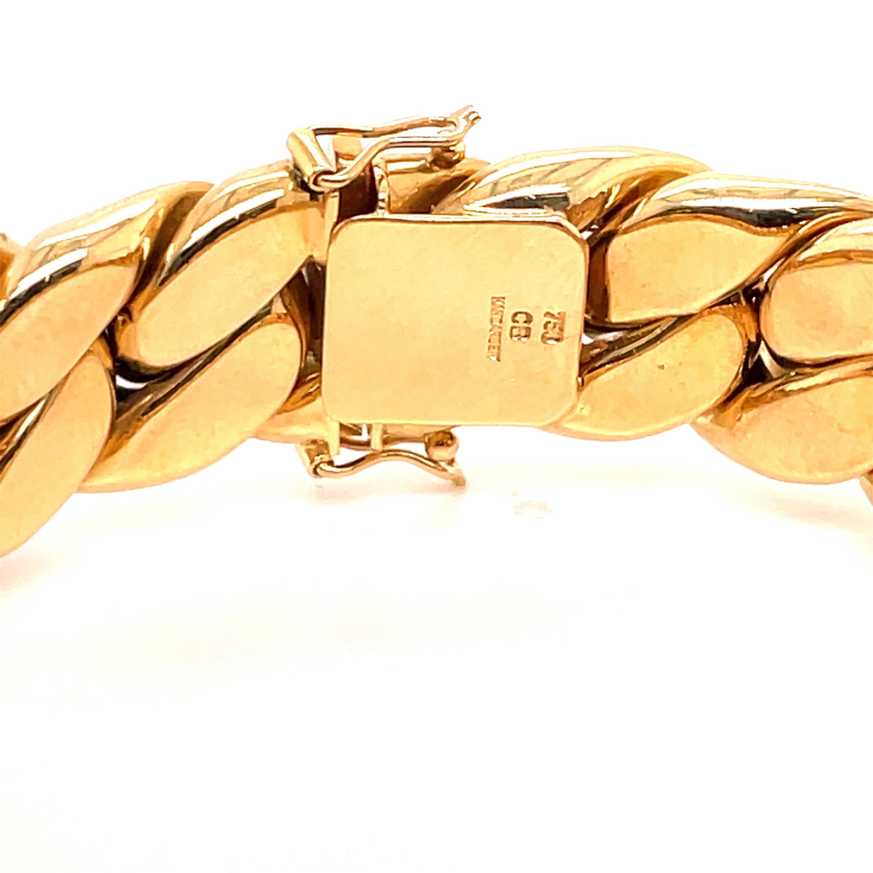 Contemporary 18 Karat Yellow Gold Cuban Link Bracelet 80.4 Grams