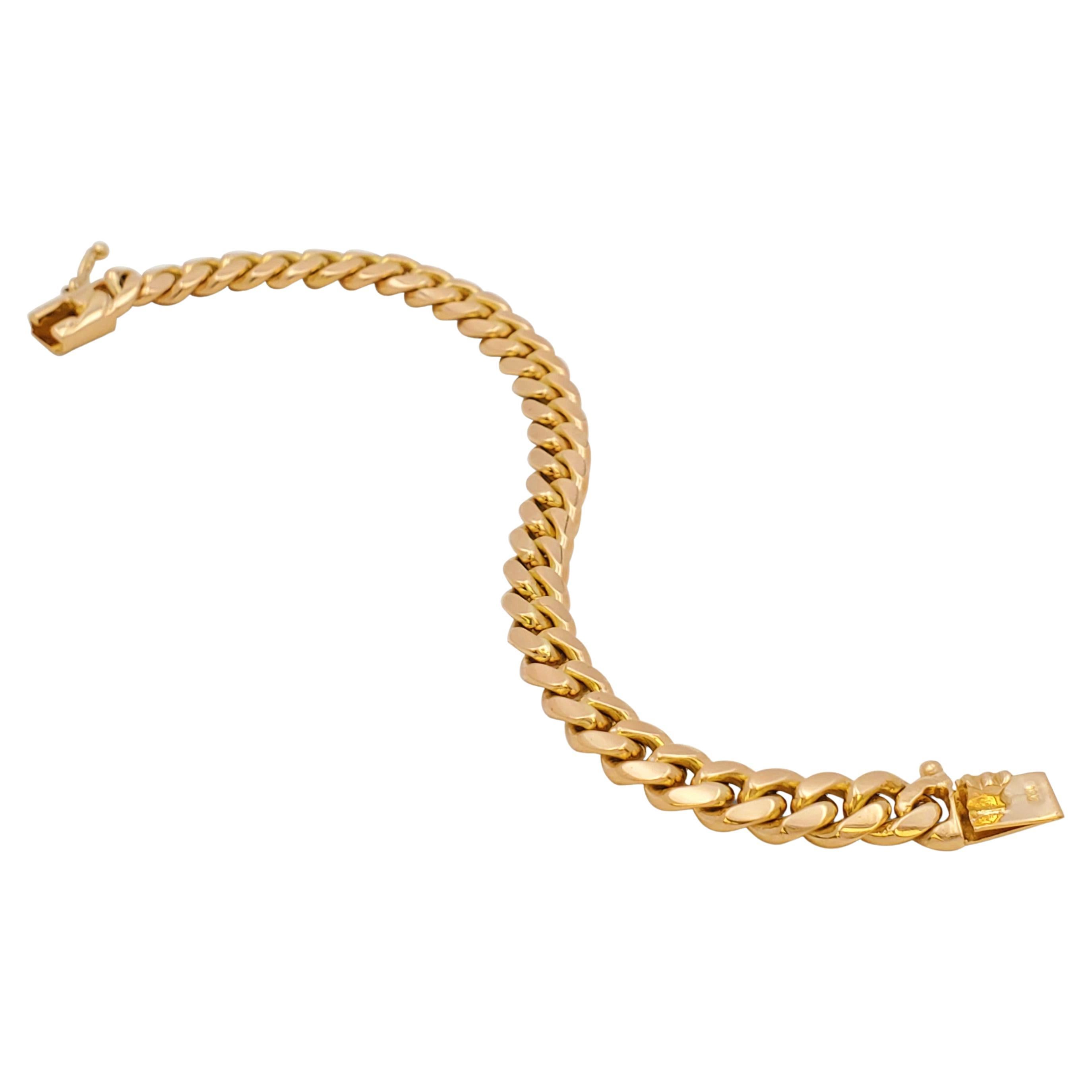 18 Karat Yellow Gold Diamond Cuban Link Bracelet For Sale at 1stDibs