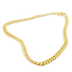18 Karat Yellow Gold Cuban Link Chain Necklace with Diamond Clasp