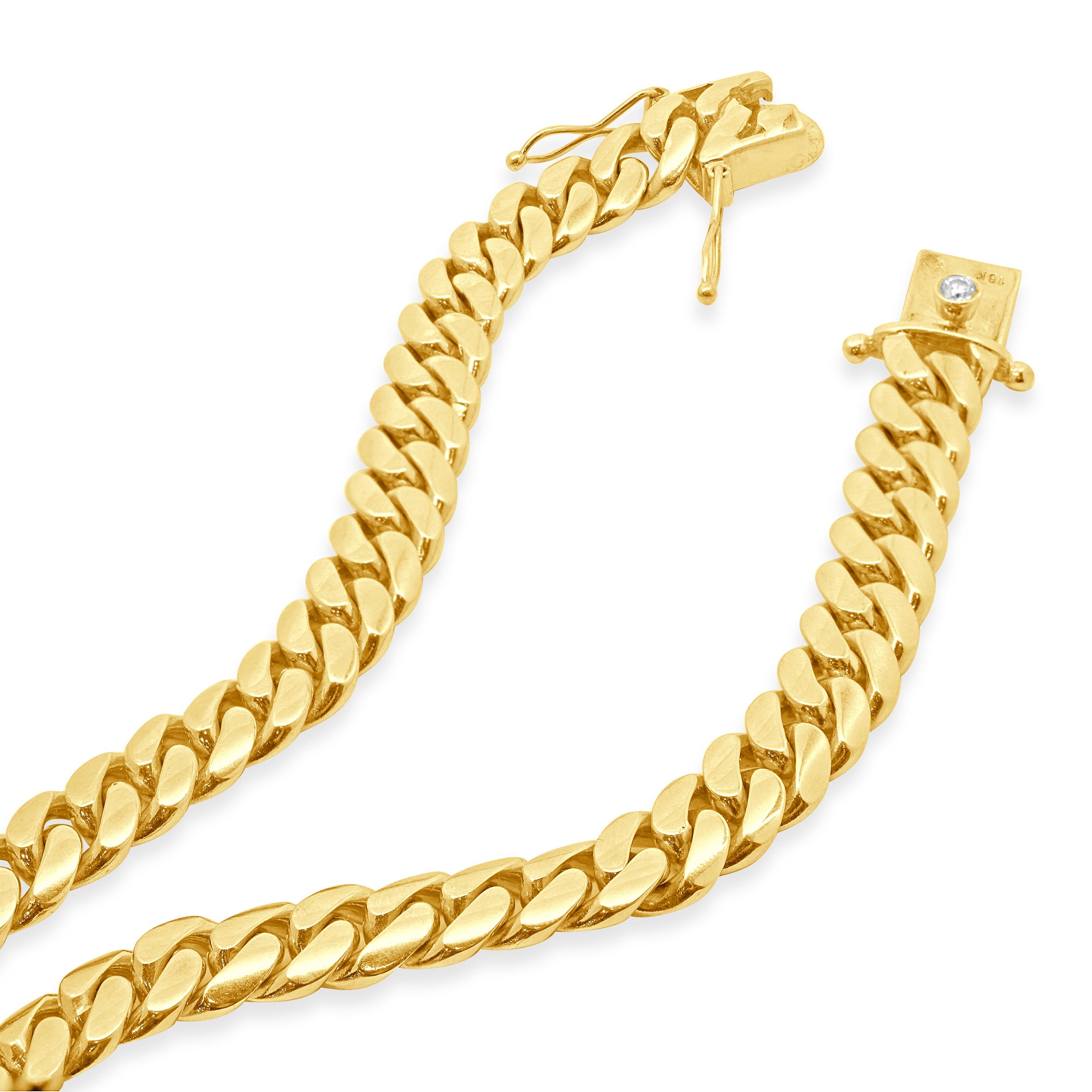 Chaîne à maillons cubains en or jaune 18 carats avec fermoir en diamants Excellent état - En vente à Scottsdale, AZ