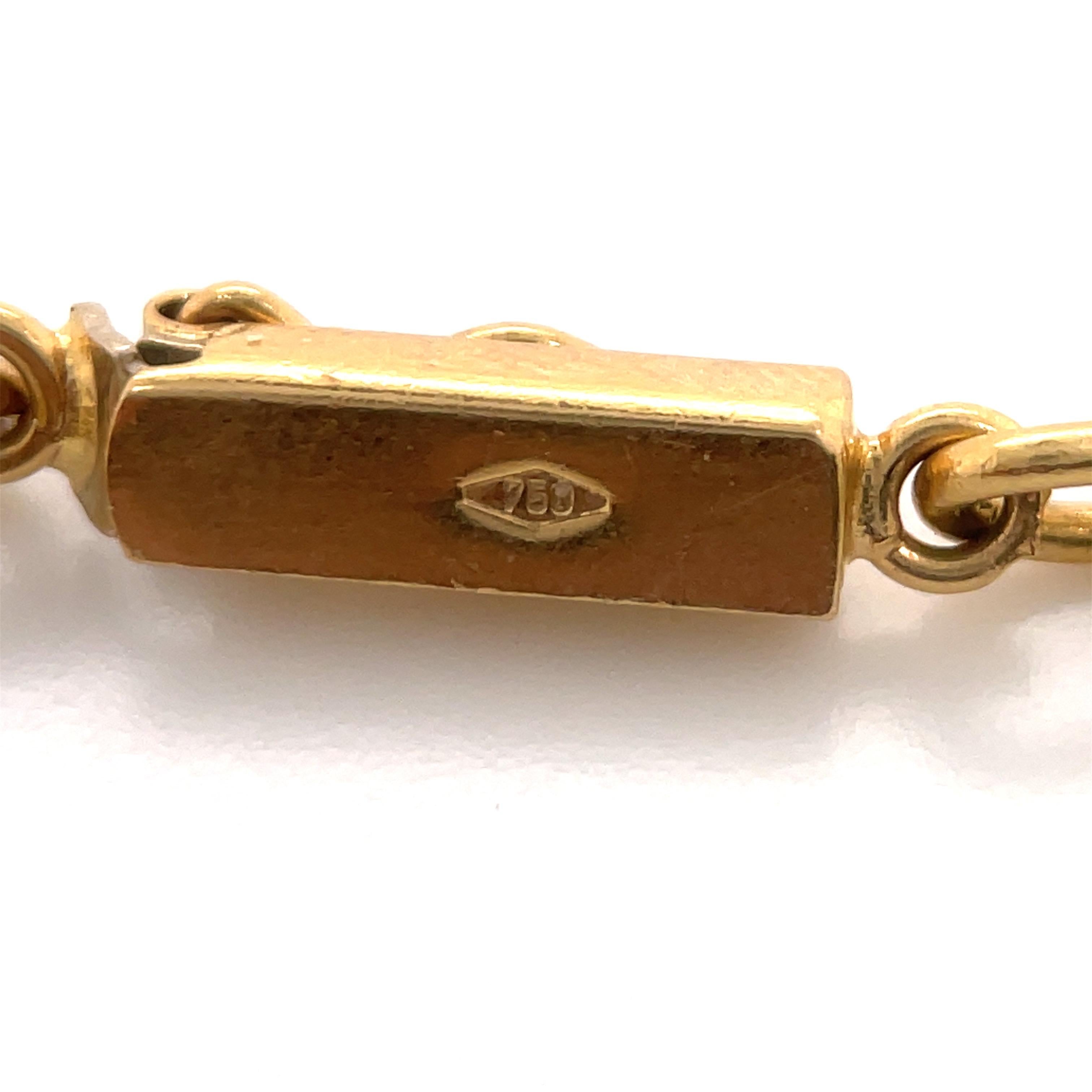 Women's or Men's 18 Karat Yellow Gold Cuban Link Lapis Chain Necklace 72.9 Grams For Sale