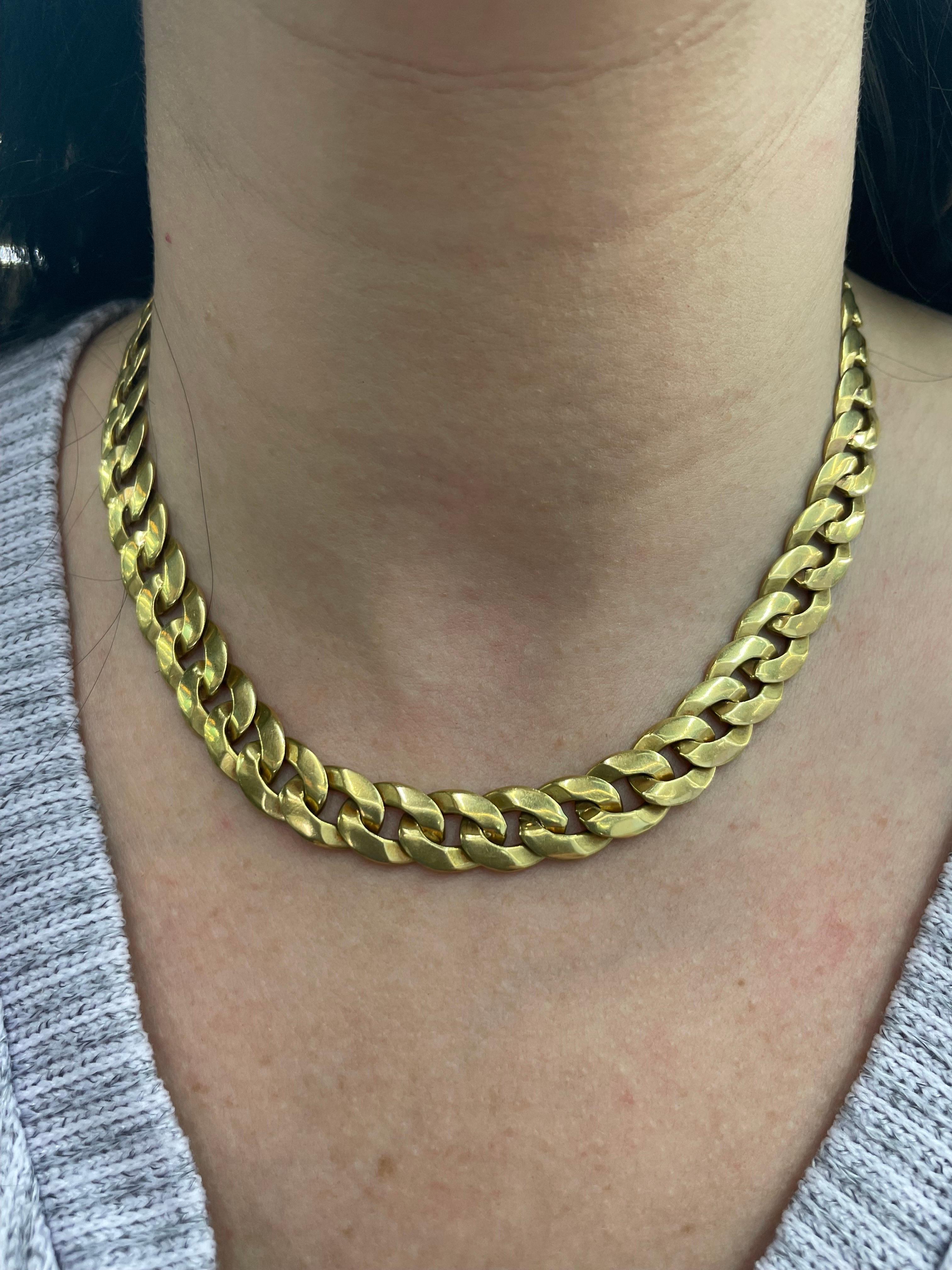 18 Karat Yellow Gold Cuban Link Necklace 86.3 Grams 16.4 Inches For Sale 3