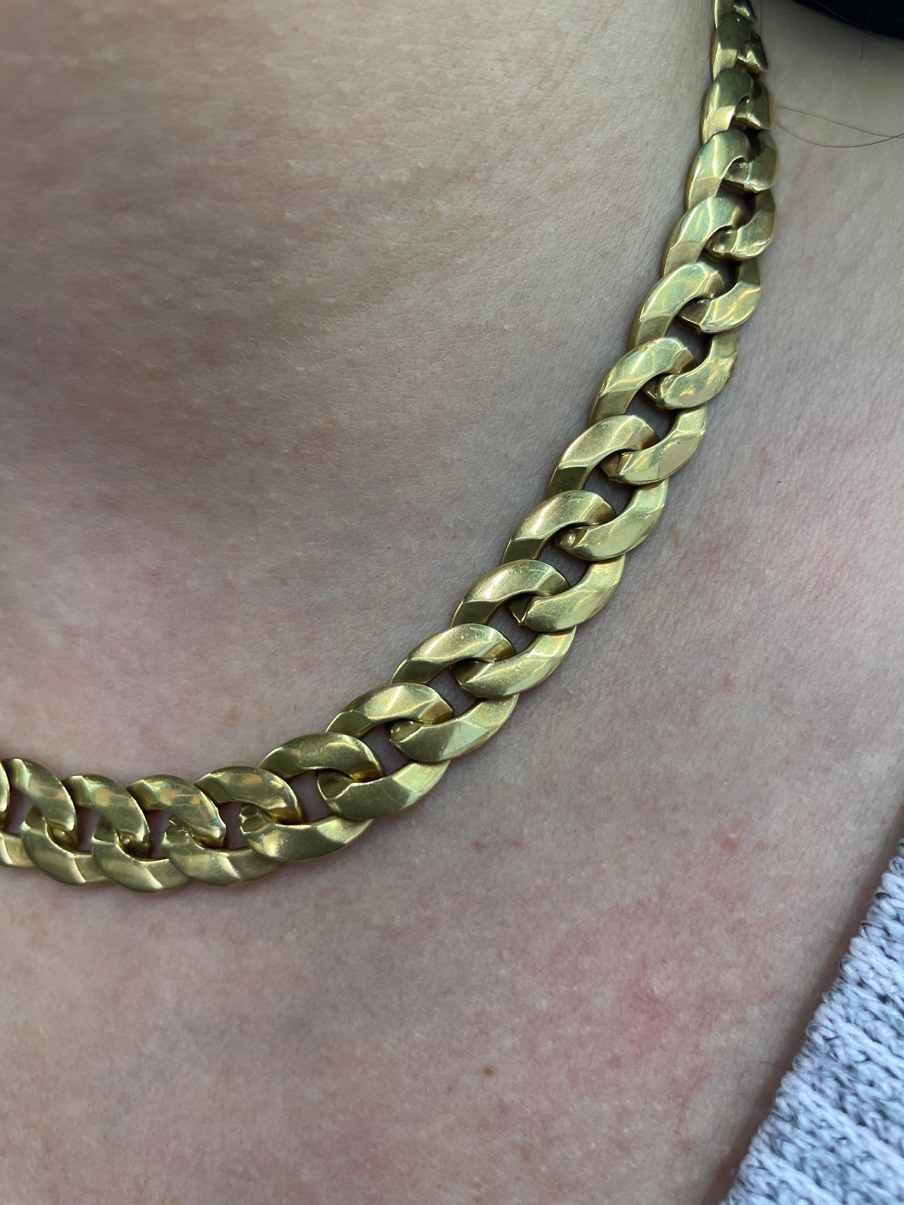 18 Karat Yellow Gold Cuban Link Necklace 86.3 Grams 16.4 Inches For Sale 4